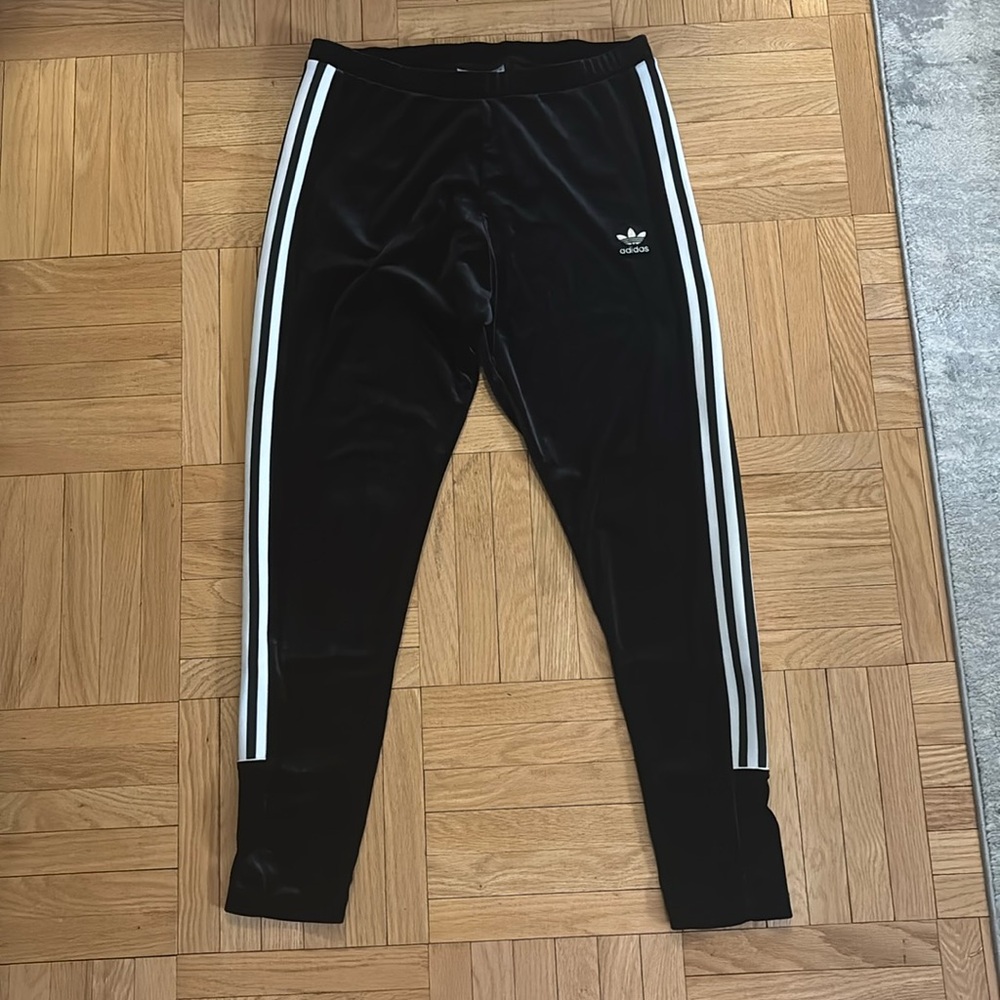Women’s Adidas Black with White stripe Leggings/Joggers - Velvet Material